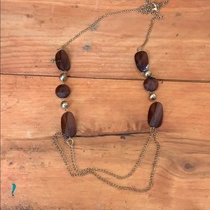 Brown and gold beaded statement necklace